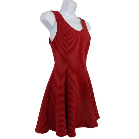 Dina Be Womens Red Sleeveless Textured Fit & Flare Dress Size XS - Picture 4 of 11